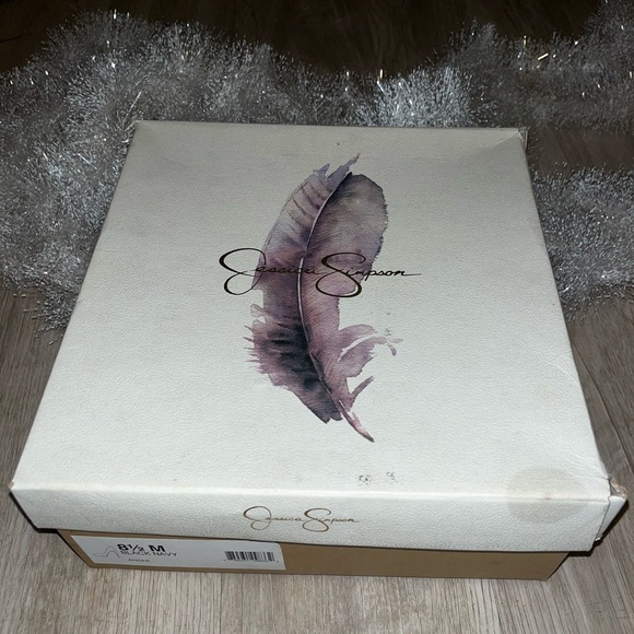 Work attire/ party heel's, black & Navy blue striped - Picture 2 of 5